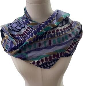 Jones New York Women Scarf  Navy‎ Purple Violet Olive Teal Silk Paisley Classic